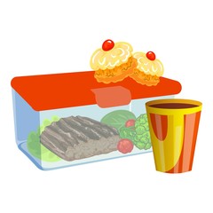 Steak lunchbox icon. Cartoon of steak lunchbox vector icon for web design isolated on white background
