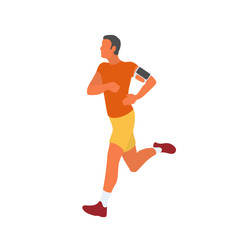 Man running outside with his smartphone attached to his arm