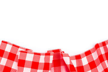 red table cloth on white background