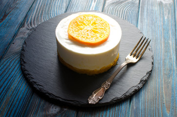 Cheesecake with oranges and dried apricots for dessert
