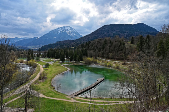 Base de loisirs de Lescheraines, Massif des Bauges, Savoie,  Auvergne-Rhône-Alpes, France Stock Photo | Adobe Stock