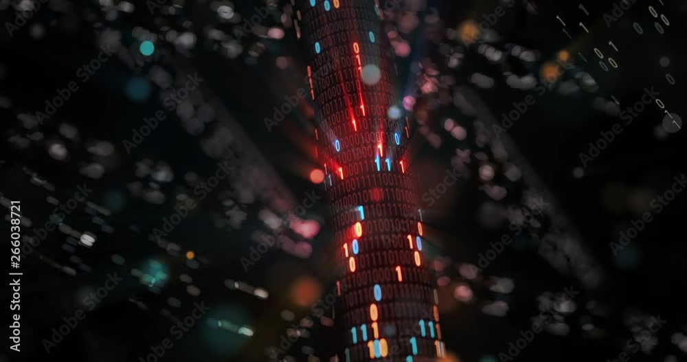 Poster hacking red and blue digital binary code matrix 01 background. hacker, dark web, matrix, digital dat