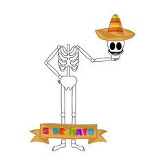 Cinco de mayo banner with a mexican skeleton - Vector