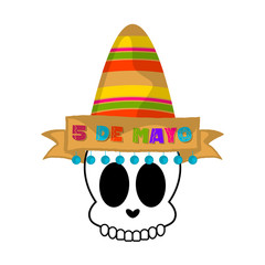Cinco de mayo banner with a mexican skull - Vector