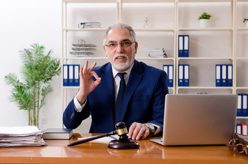 Aged lawyer working in the courthouse  