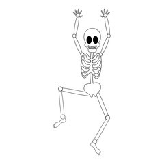 Isolated human skeleton cartoon jumping image - Vector
