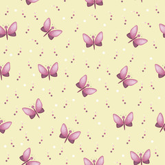 gentle vector patten seamless with butterfly pink