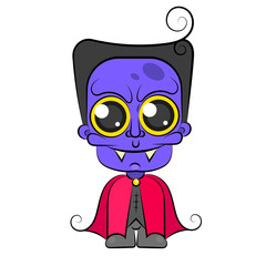 Halloween dracula vampire costume cartoon character vector illustration. Boy in vampire costume draculas. Evil horror monster
