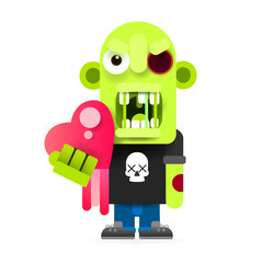 Cute zombie vector illustration of happy Halloween