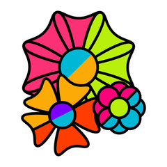 Isolated beautiful colored floral ornament image - Vector