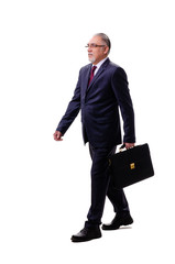 Aged businessman employee isolated on white 