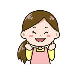 Obraz premium 応援する女性 バストアップイラスト