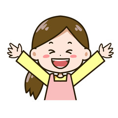 大喜びする女性　バストアップイラスト