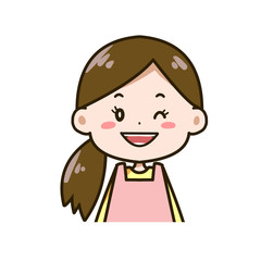 ウインクする女性　バストアップイラスト