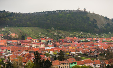 Town of Mikulov and Holly Hill (Svaty kopecek) in Czech Republic