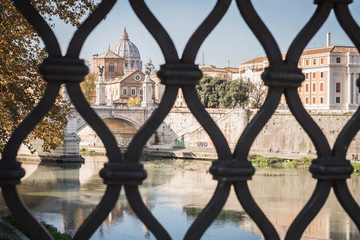 Access to the Vatican from a Roman bridge over the Fiume Tevere in Rome