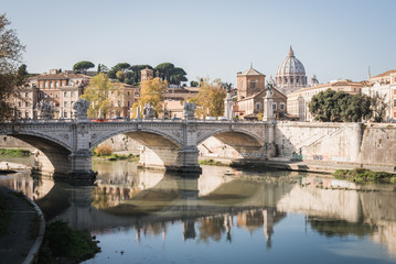 Roman bridge over the Fiume Tevere in Rome