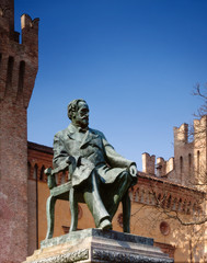 Fototapeta na wymiar Italy, Busseto, the bronze monument of Giuseppe Verdi, nobody