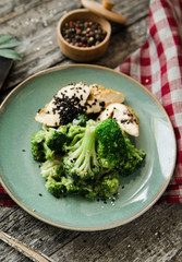 Tender Chicken Fillet with Broccoli. Healthy Diet Fitness Nutrition