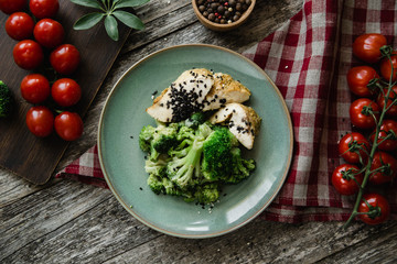 Tender Chicken Fillet with Broccoli. Healthy Diet Fitness Nutrition