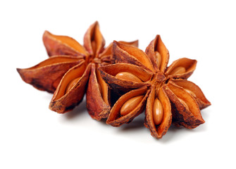 star anise on white background
