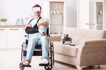 Injured motorbike rider recovering at home 