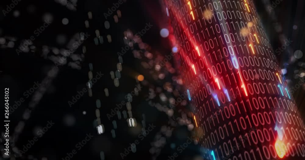 Poster hacking red and blue digital binary code matrix 01 background. hacker, dark web, matrix, digital dat