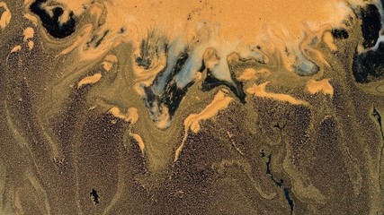 black gold flow vivid painting abstract