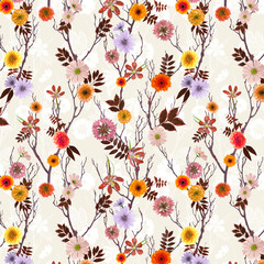 adorable floral wallpaper, seamless pattern with summer flowers, can be used as background