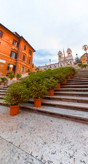Fototapeta na wymiar Spanish Steps at Piazza di Spagna and Trinita dei Monti church