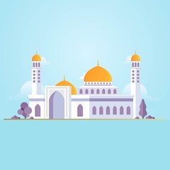  Islamic mosque building flat vector illustration suitable for map, infographics, and ramadan greeting card