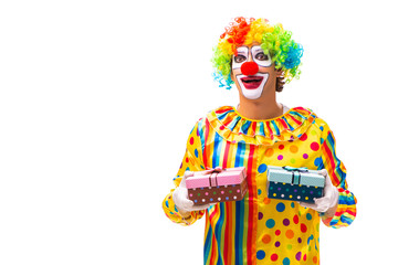 Male clown isolated on white 