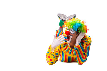Fototapeta na wymiar Male clown isolated on white 