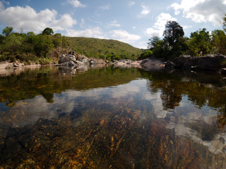 View of the San Antonio river, Cuesta Blanca, Cordoba, Argentina.  