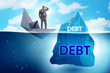 Debt and loan concept with hidden iceberg