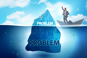 Businessman in problem concept with iceberg