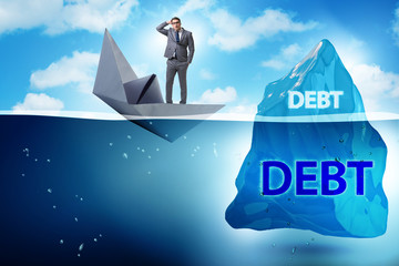 Debt and loan concept with hidden iceberg