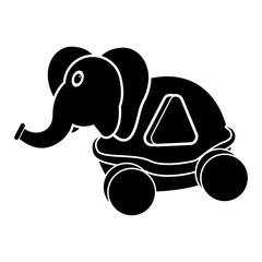 Isolated wooden elephant toy shaped car icon - Vector