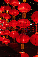 Red lanterns at night