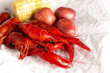 A Crawfish Boil with Corn on the Cob and Potatoes