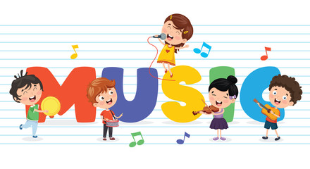 Vector Illustration Of Children Music Background