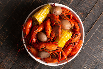 A Crawfish Boil with Corn on the Cob and Potatoes
