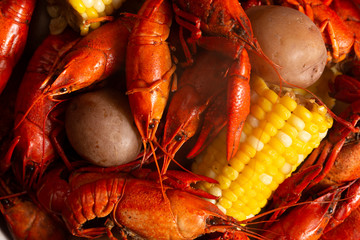 A Crawfish Boil with Corn on the Cob and Potatoes