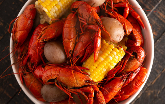 A Crawfish Boil with Corn on the Cob and Potatoes