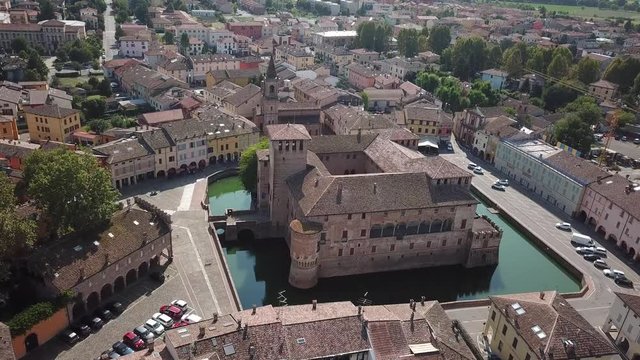 Fontanellato aerial view of the rocca near Parma in Emilia Romagna Italy