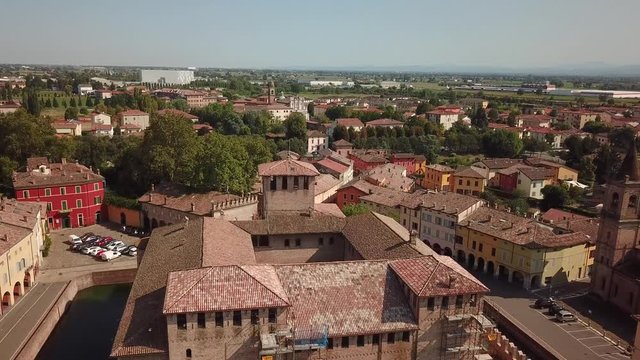 Fontanellato aerial view of the rocca near Parma in Emilia Romagna Italy