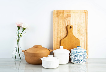 Chinese health soup ceramic stew casserole casserole background material