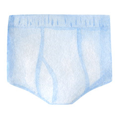 Watercolor Brief pants underwear isolated sketch. illustration