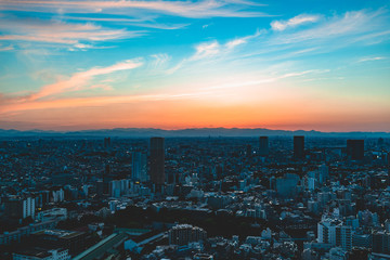 Beautiful sunset view of Tokyo