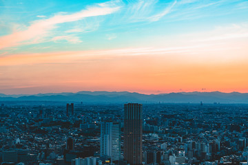 Beautiful sunset view of Tokyo